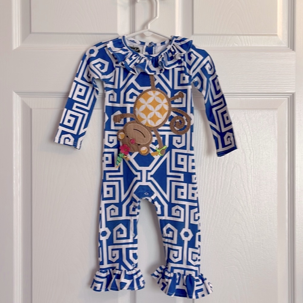 Mud Pie Monkey onesie long sleeve
